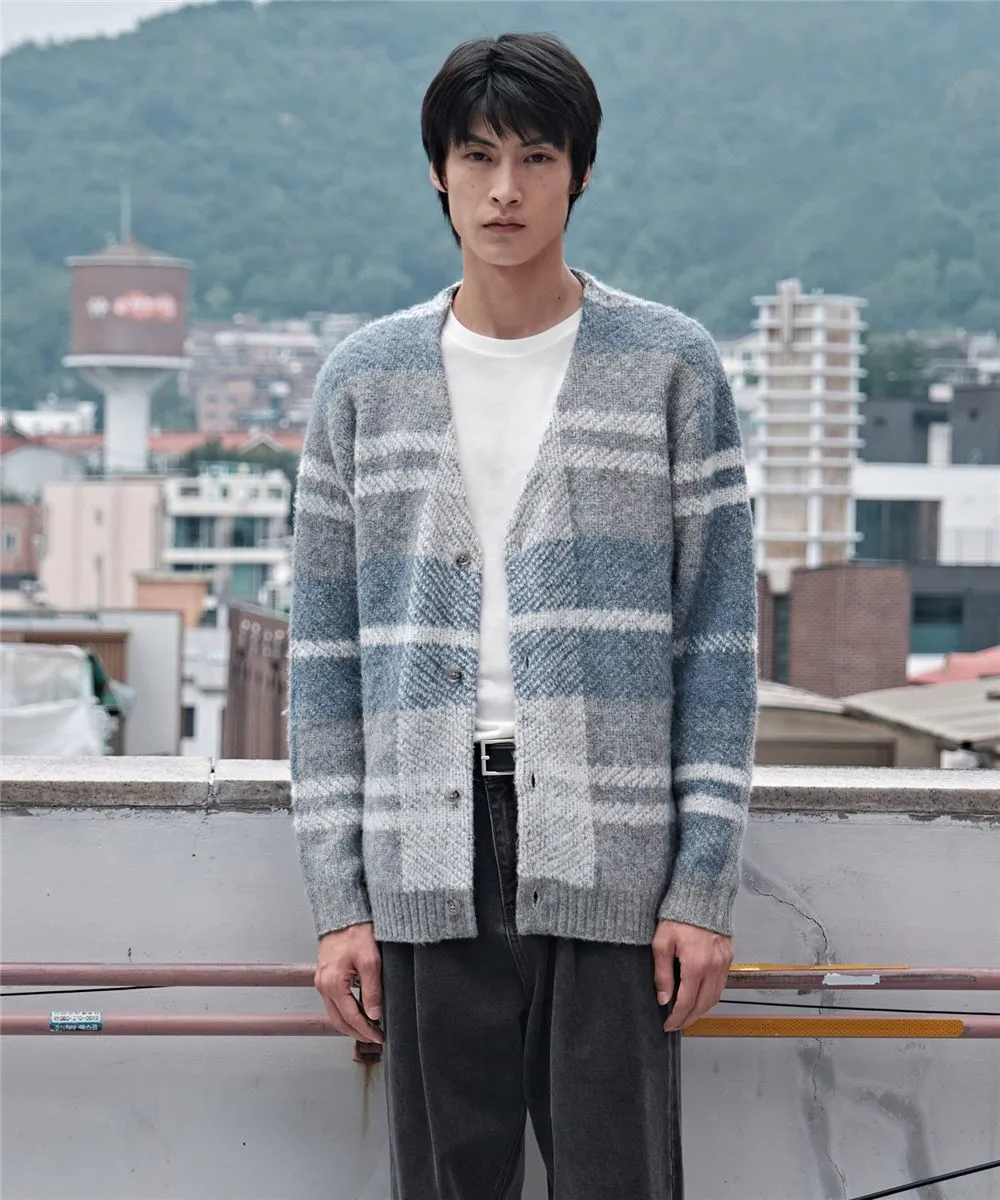 트렌드 체크 가디건_그레이 (세미오버핏)
