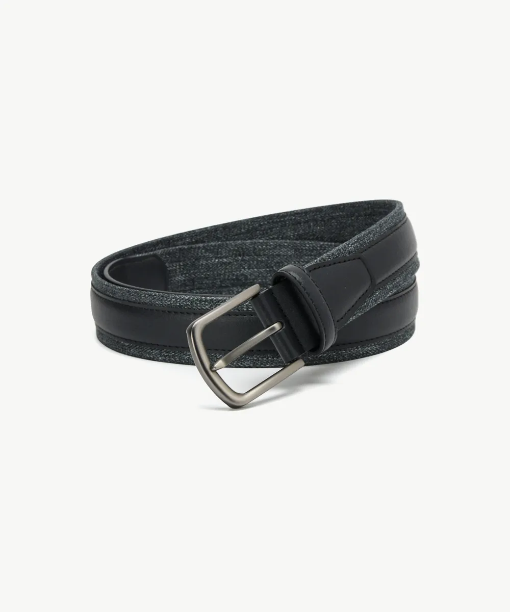 가죽 배색 E-BAND 벨트_네이비