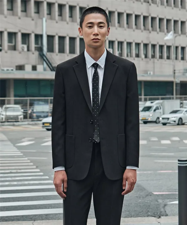 폴리 텍스처드 셋업_블랙 (릴렉스핏)
