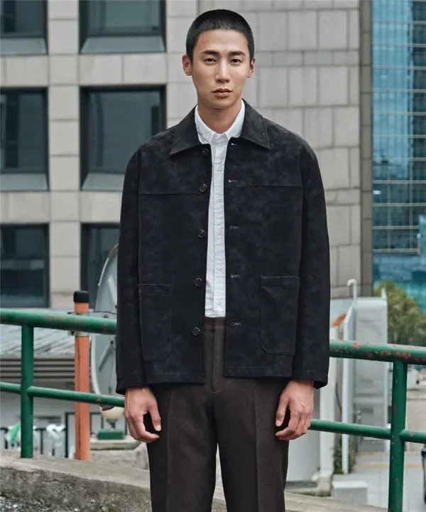 점퍼형 스웨이드 자켓_블랙 (베이직핏)