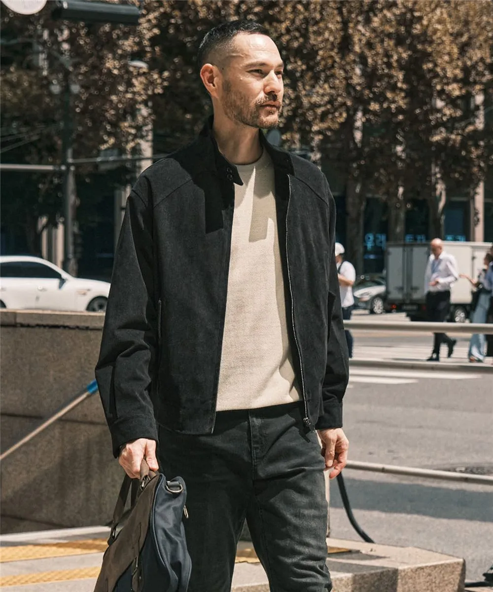 코듀로이 해링턴 점퍼_블랙 (세미오버핏)