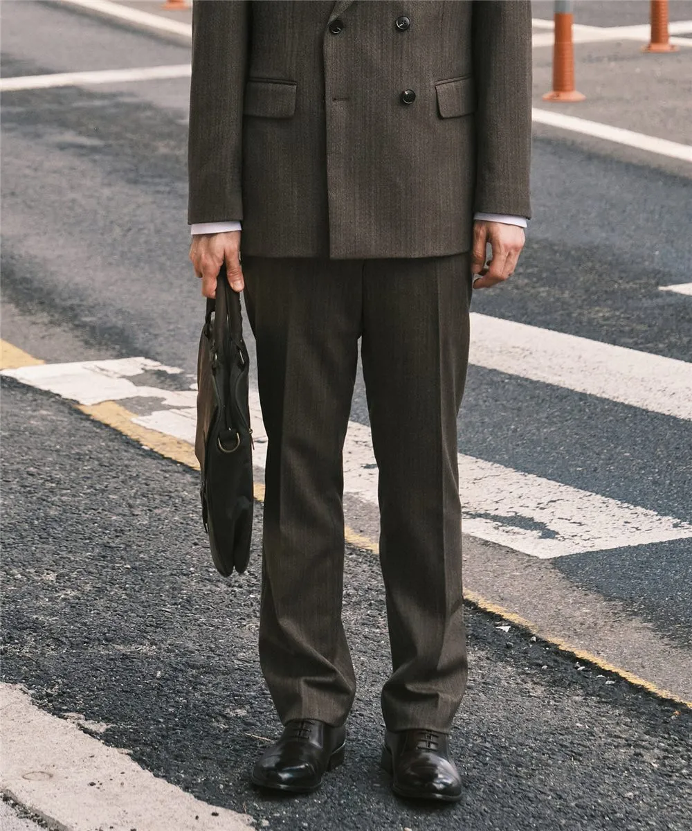 울 헤링본 포멀 팬츠_브라운 (클래식핏)